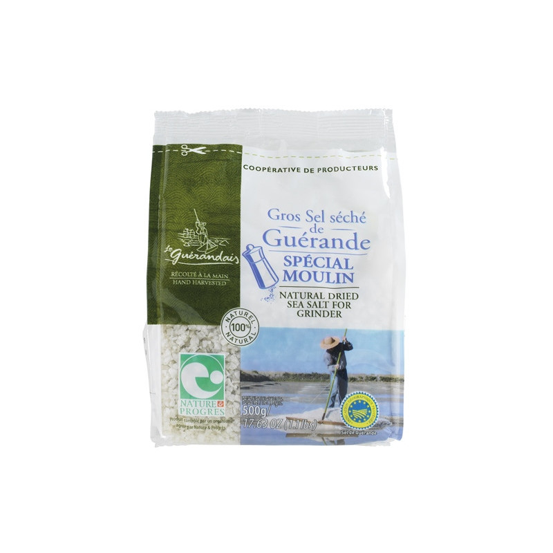 Sel gros de Guérande séché recharge sachet 500g IGP et NATURE & PROGRES