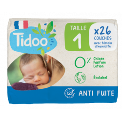 Tidoo Nature T1/XS Newborn 2-5kg, paquet de 26 couches