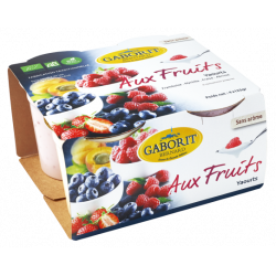 Aux fruits yaourt fraise, famboise, myrtille, abricot, 4x125g