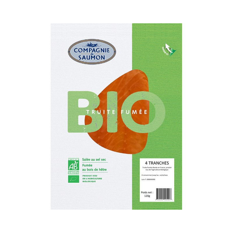 Truite fumée France (plaque traiteur) 4 tranches 120g
