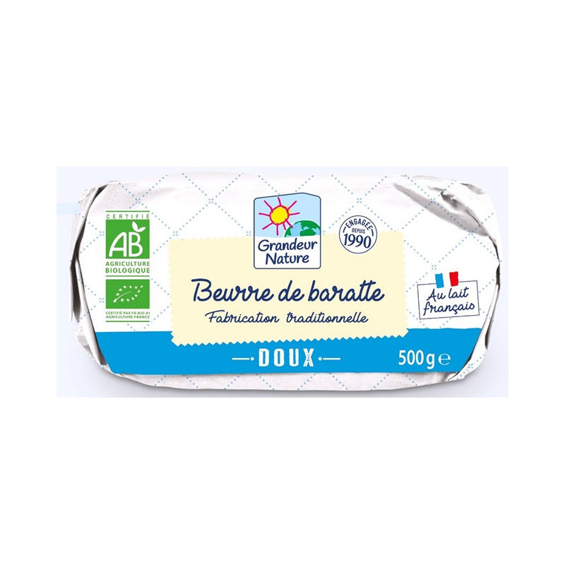 Beurre de baratte moulé doux, au lait français, 500g