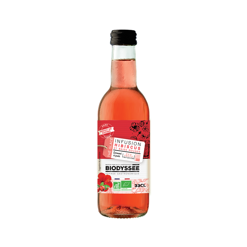Thé glacé, infusion hibiscus et baies rouges 33cl