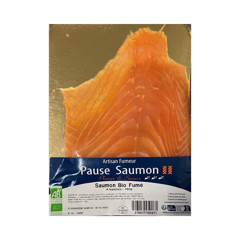 Saumon fumé d'Irlande ou Ecosse, 4 tranches, 160g