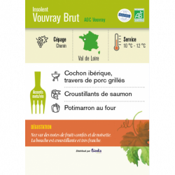 Vin pétillant AOC Vouvray brut sans sulfites ajoutés 75cl