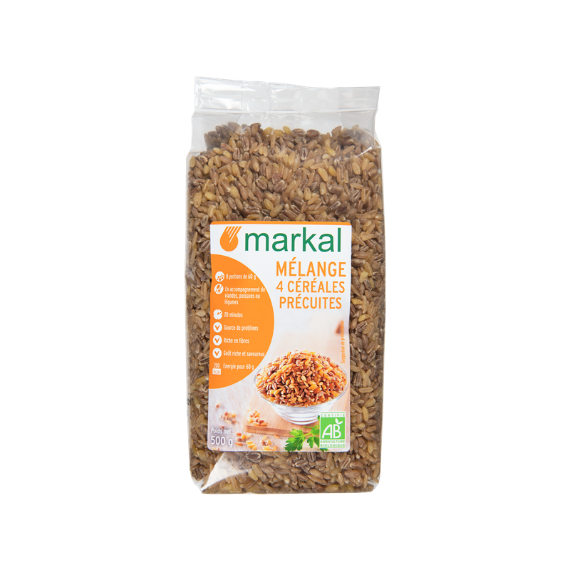 Mélange 4 céréales précuites (blé, orge, épeautre, riz) 500g