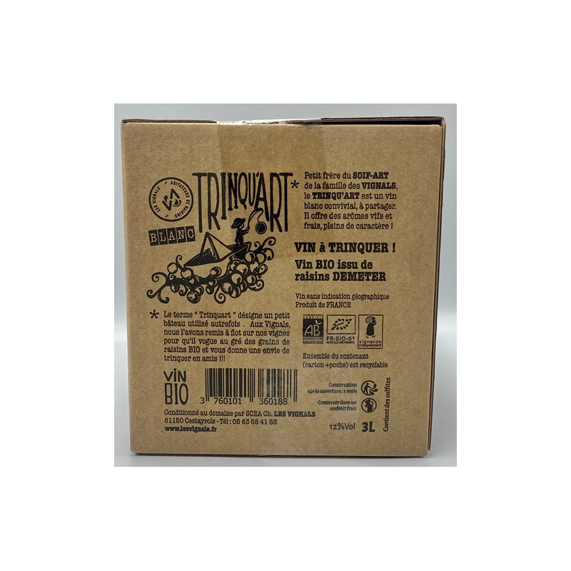 Vin blanc IGP Côtes du Tarn Trinqu'art" bib 3L"