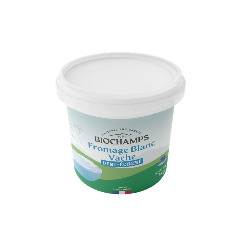 Fromage blanc vache 3,6% MG, sans présure animale 1kg