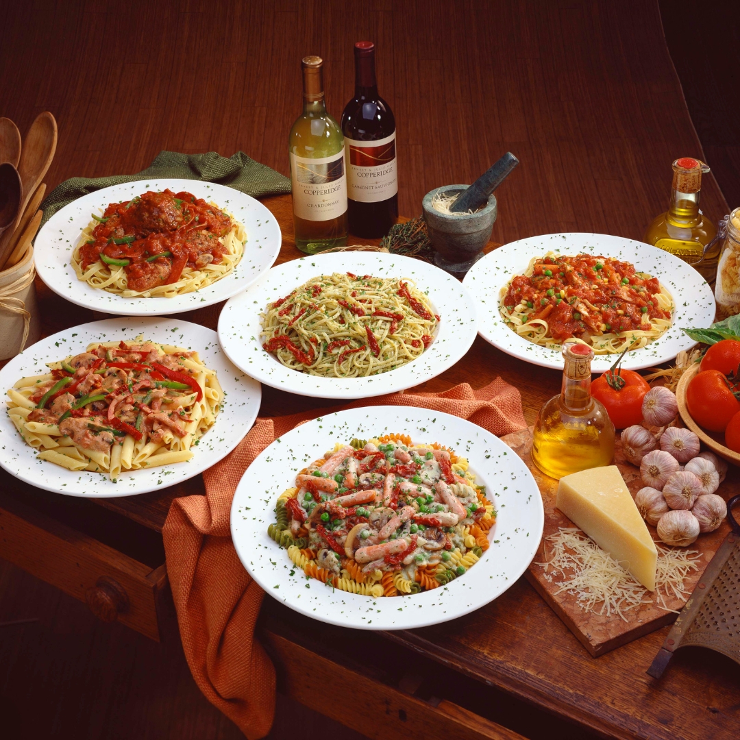 Assiettes de pâtes aux différentes saveurs