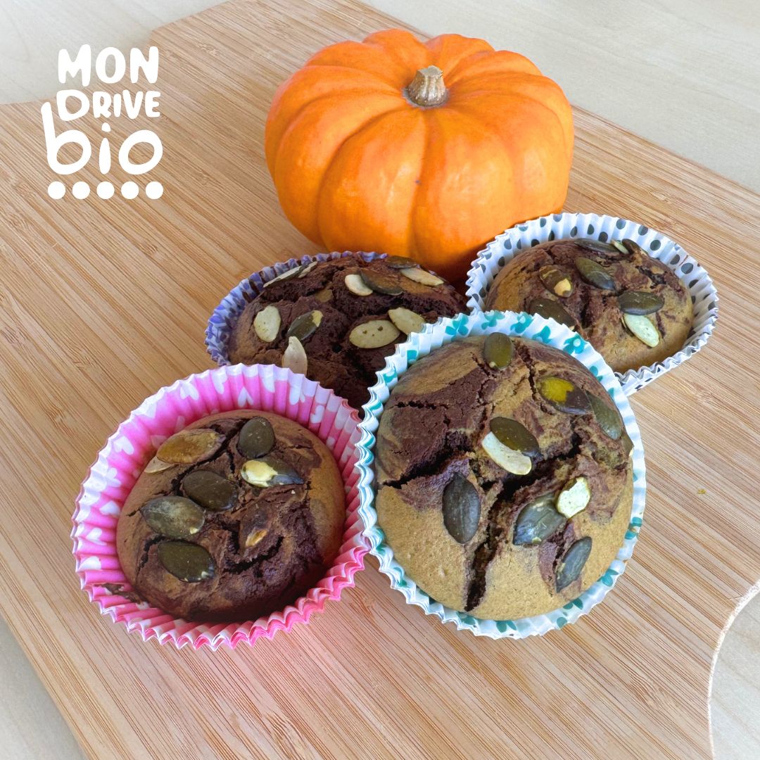 Muffins marbrés chocolat citrouille recette mon drive bio