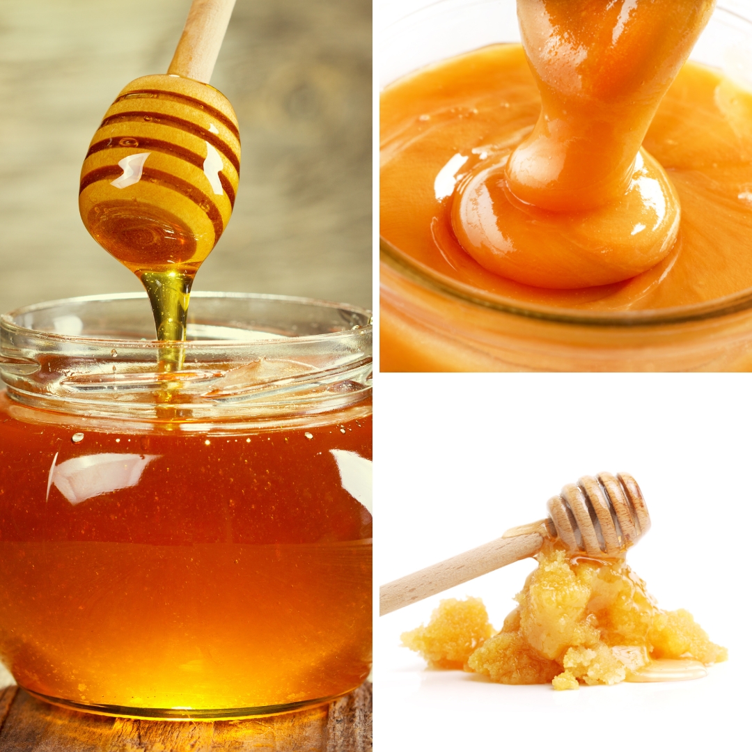Différentes textures de miels