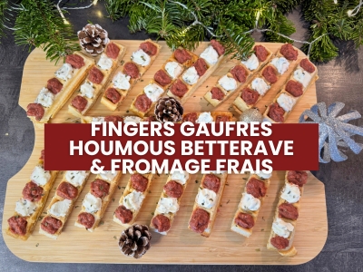 Fingers de gaufre houmous de betterave & fromage frais